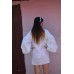 Boho Style Embroidered Blouse White with White Embroidery